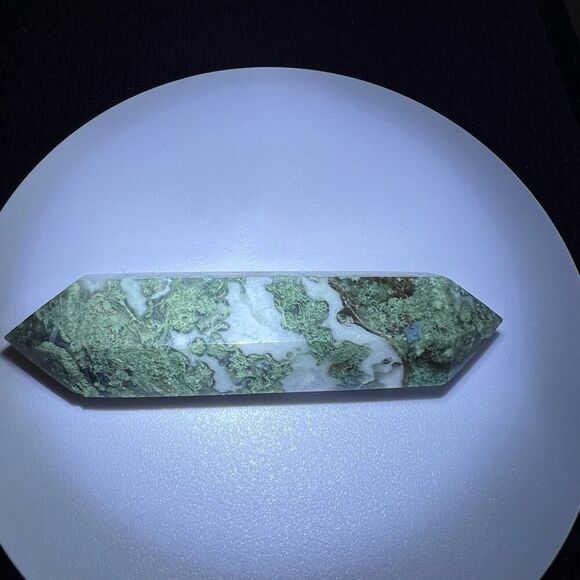 Moss Agate Crystal‎ Double Terminated Point (#4) - Picture 5 of 12